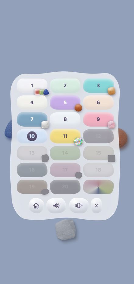 Blubla Lab level select screen with numbered levels